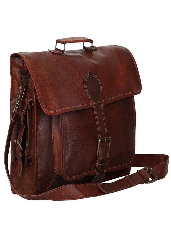 Madosh Genuine Leather Mens Laptop Bags Vintage Messenger Office Business Briefcase Brown Shoulder Bag - Image 1