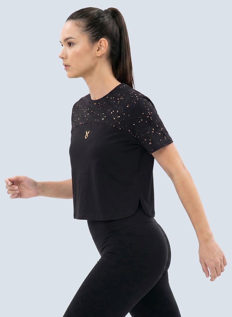 Cardio Bunny Women's Boxy Fit Crop Tee With Gold Foil Print - Image 4