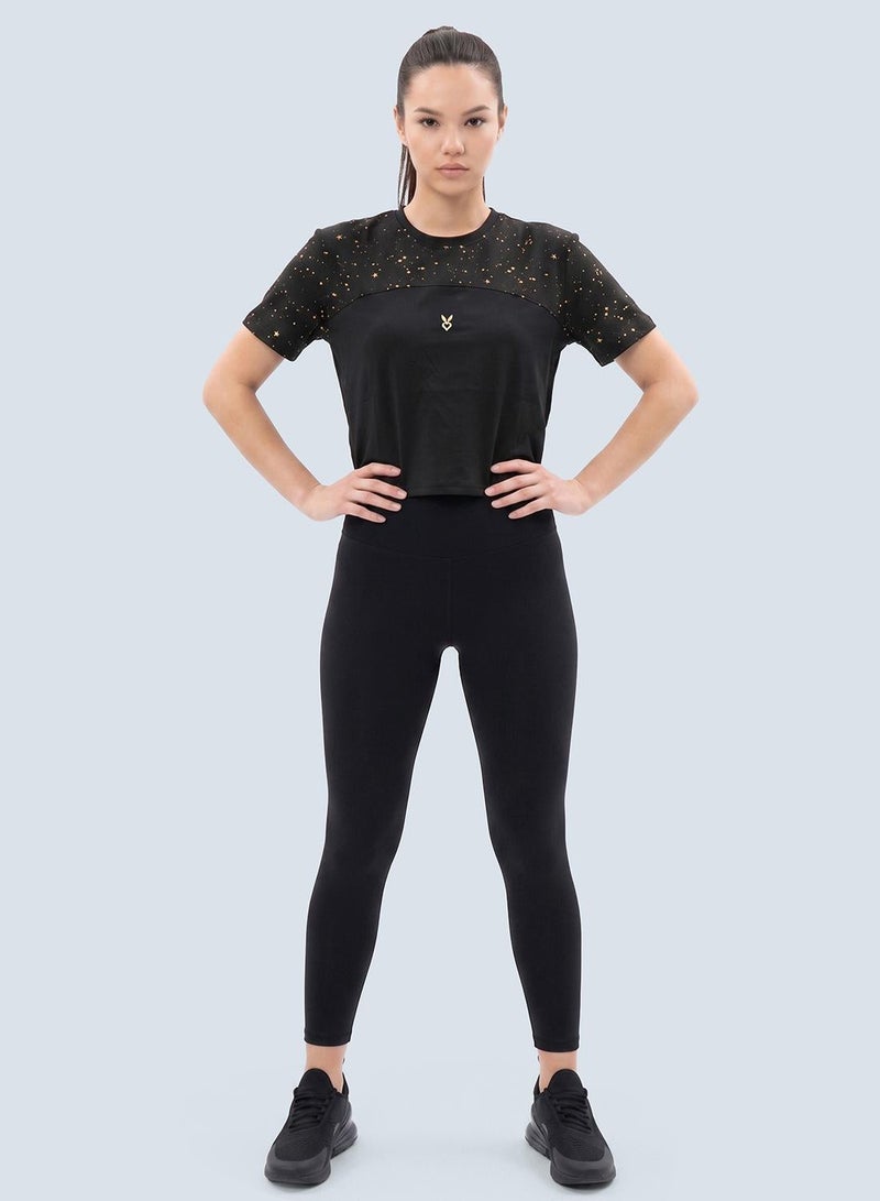 Cardio Bunny Women's Boxy Fit Crop Tee With Gold Foil Print - Image 3