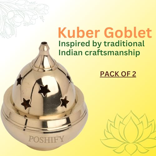 POSHIFY Kuber Goblet Diya (Pack of 2)- Elegant Brass Puja Diya for Luxurious Puja Rituals and Home Decor - Image 3