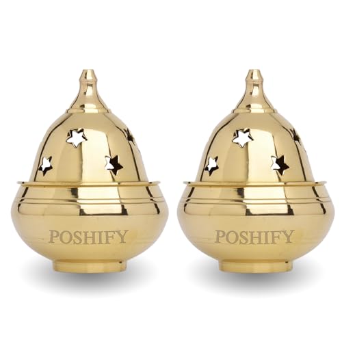 POSHIFY Kuber Goblet Diya (Pack of 2)- Elegant Brass Puja Diya for Luxurious Puja Rituals and Home Decor - Image 1