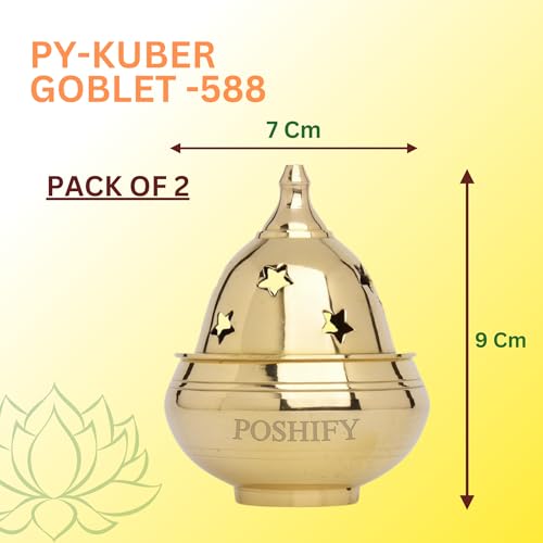 POSHIFY Kuber Goblet Diya (Pack of 2)- Elegant Brass Puja Diya for Luxurious Puja Rituals and Home Decor - Image 2
