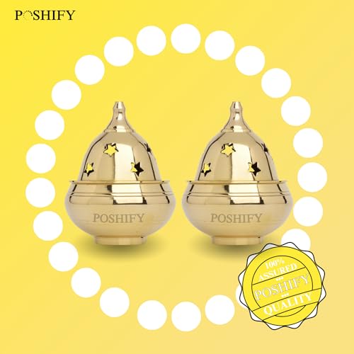 POSHIFY Kuber Goblet Diya (Pack of 2)- Elegant Brass Puja Diya for Luxurious Puja Rituals and Home Decor - Image 5
