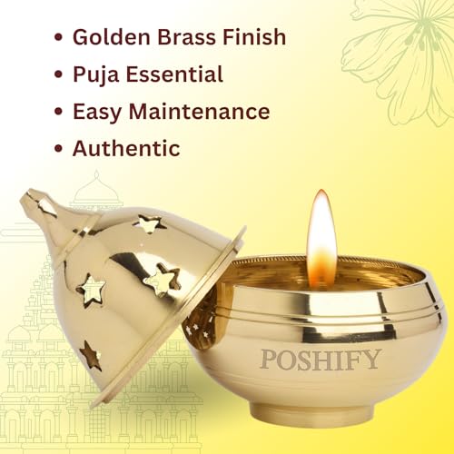 POSHIFY Kuber Goblet Diya (Pack of 2)- Elegant Brass Puja Diya for Luxurious Puja Rituals and Home Decor - Image 4