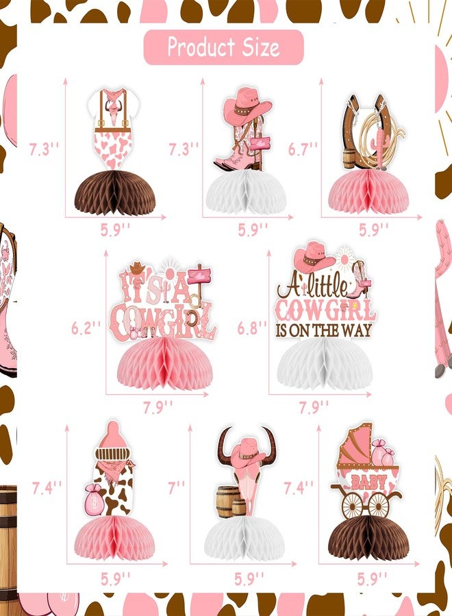 Cheereveal 8 Pcs Cowgirl Baby Shower Honeycomb Centerpiece, Pink A Little Cowgirl is On The Way Table Decorations, Western Cowgirl Theme Gender Reveal Birthday Party Supplies - Image 5