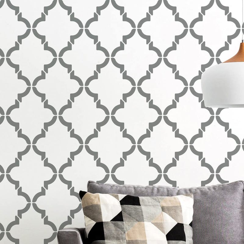 STENCILOGY  Firat  19 x 38 XL Wall Stencil Moroccan Stencil Large Allover Wall Stencils for Painting Stencils for Walls Large Moorish Wall Stencil