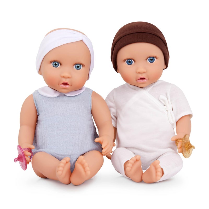 LullaBaby 14inch Realistic Baby Twin Dolls Fair Skin Tones Blue Eyes Soft Bodies Removable Outfits Hat Headband Pacifier Accessories Toys for Kids Ages 2 Up - Image 2