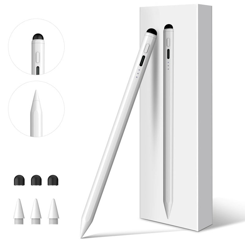 DIGIROOT ترقية قلم آيباد لأبل، قلم ستايلس 2 في 1 بشحن سريع 3X لآيباد مع رفض راحة اليد، حساس للميول للعمل مع آيباد برو 12.9"/11" M4، آيباد 6-11، آيباد إير 3-7 M2 M3، آيباد ميني 5/6 - Image 1