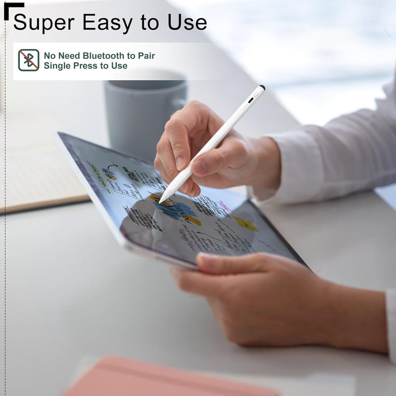 DIGIROOT ترقية قلم آيباد لأبل، قلم ستايلس 2 في 1 بشحن سريع 3X لآيباد مع رفض راحة اليد، حساس للميول للعمل مع آيباد برو 12.9"/11" M4، آيباد 6-11، آيباد إير 3-7 M2 M3، آيباد ميني 5/6 - Image 4