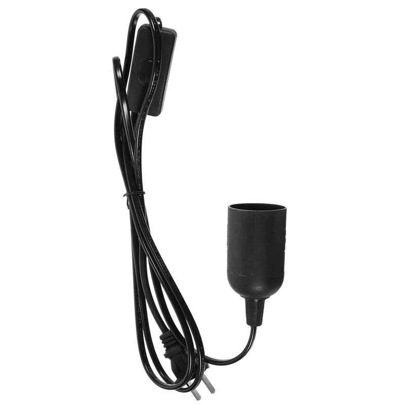 مجموعة إضاءة معلقة سوداء 2 قطعة حبل مصباح معلق وكابل تمديد مقبس لإضاءة المنزل الداخلية - Image 2