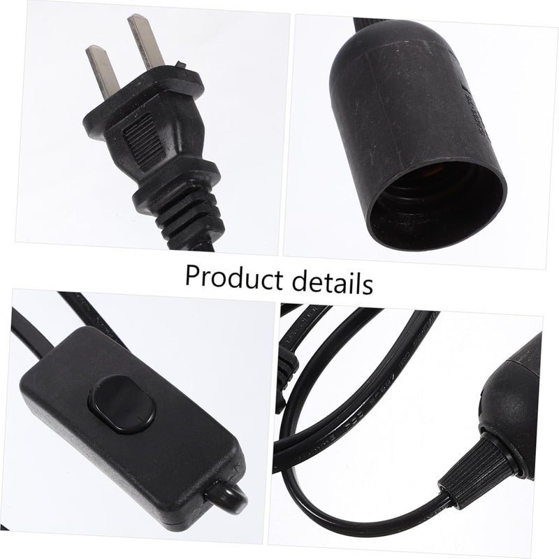 مجموعة إضاءة معلقة سوداء 2 قطعة حبل مصباح معلق وكابل تمديد مقبس لإضاءة المنزل الداخلية - Image 4