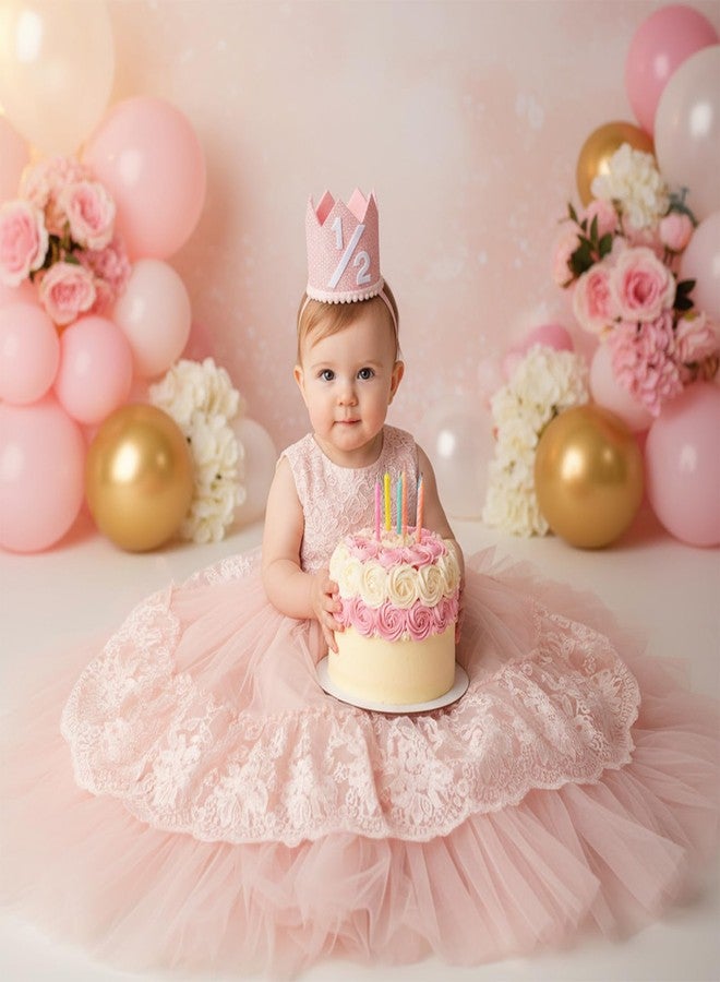 Matwsec 1/2 Birthday Girl Hat - Pink Half Birthday Hat, Rose Gold 6 Months Birth Decorations, Party Photo Prop, Half Way to One Baby Girl Decorations - Image 3
