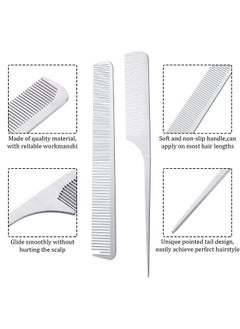 BOAO 2 Pieces Silver Stainless Steel Hair Styling Combs - Metal Rat Tail and Fine Cutting Teasing Pintail Barber Combs  - Image 3