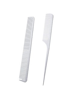 BOAO 2 Pieces Silver Stainless Steel Hair Styling Combs - Metal Rat Tail and Fine Cutting Teasing Pintail Barber Combs  - Image 1