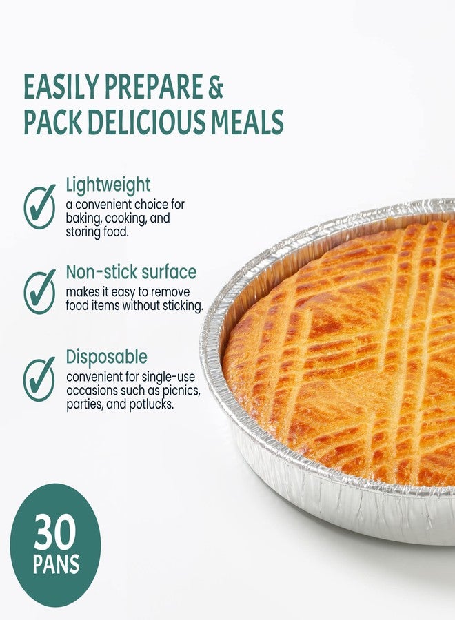 FUNSTITUTION Round Aluminum Pans with Lids (30 Pack) - 9 Inch Disposable Pie Pans - Round Aluminum Foil Pans For Baking, Grilling, Cooking, Storing, Prepping - Pie Tins with Lids - Image 2