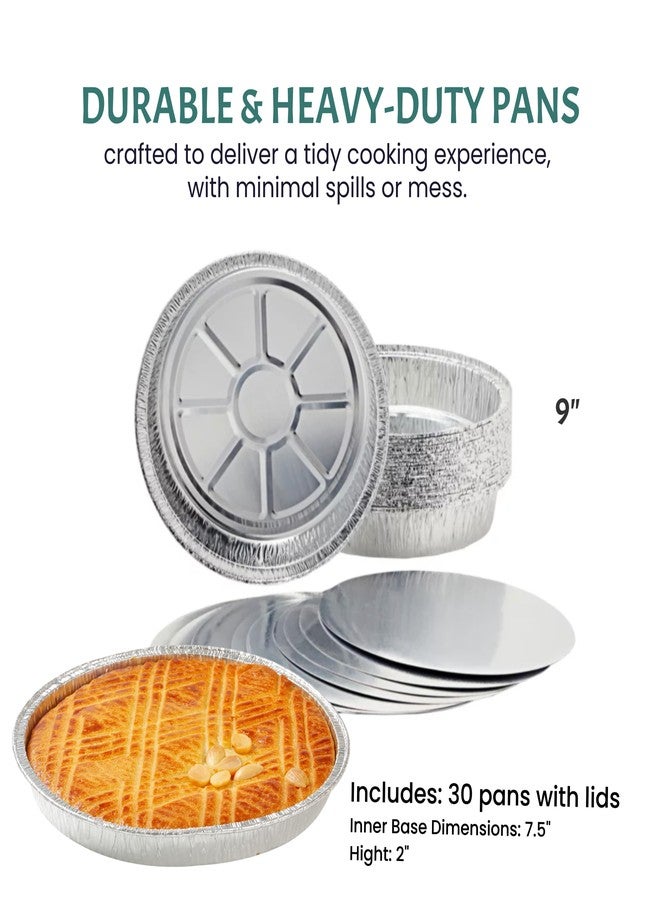 FUNSTITUTION Round Aluminum Pans with Lids (30 Pack) - 9 Inch Disposable Pie Pans - Round Aluminum Foil Pans For Baking, Grilling, Cooking, Storing, Prepping - Pie Tins with Lids - Image 4