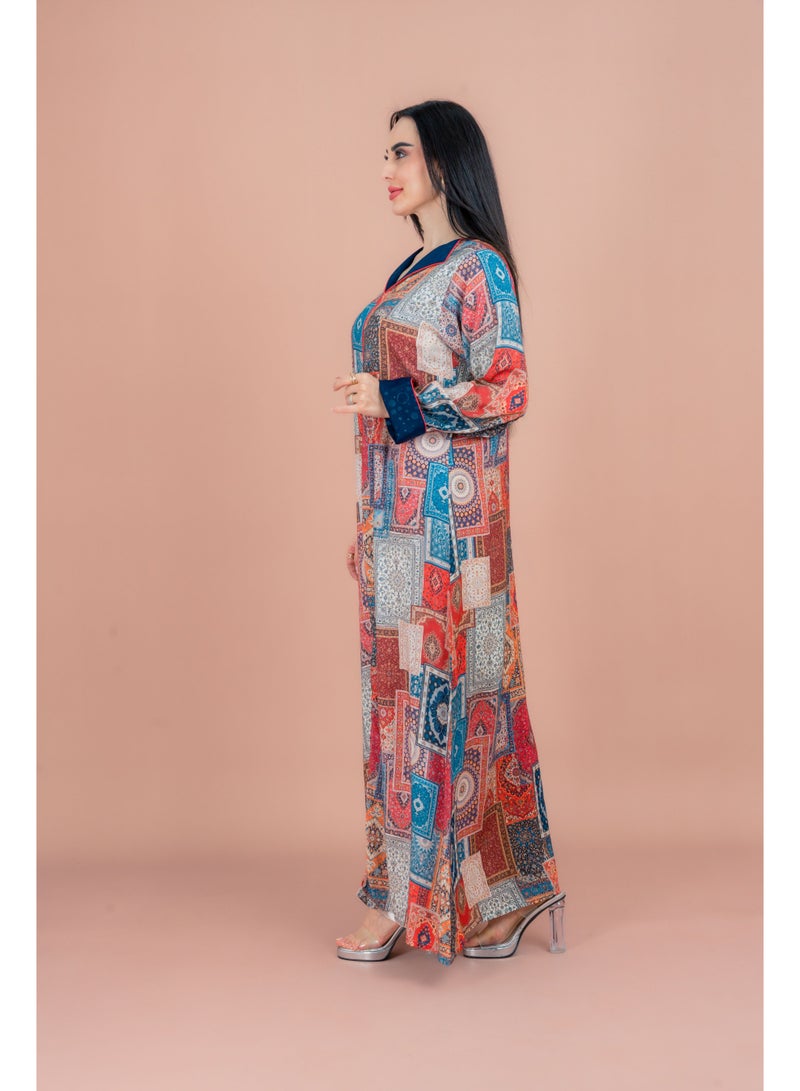 اكسا جلابية عصرية مطبوعة بنقشة - Image 3