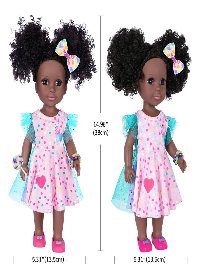 DOTVOSY 14.5 Inch Black Girl Doll with Pink Flamingo Theme Dress, Camera, Sunglasses & Accessories - Image 3