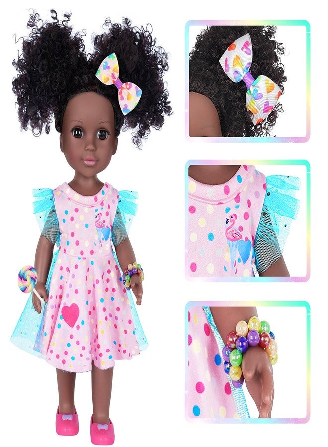 DOTVOSY 14.5 Inch Black Girl Doll with Pink Flamingo Theme Dress, Camera, Sunglasses & Accessories - Image 4
