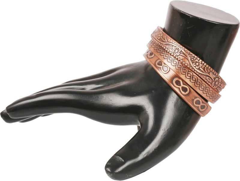 Touchstone copper bracelets | gift for men women |adjustable 100% pure solid real magnetic jewelry | handmade bracelet set combo | rope braided tibetan bangles. - Image 5