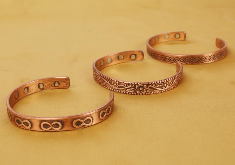 Touchstone copper bracelets | gift for men women |adjustable 100% pure solid real magnetic jewelry | handmade bracelet set combo | rope braided tibetan bangles. - Image 4