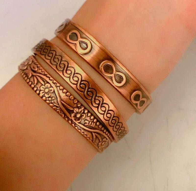 Touchstone copper bracelets | gift for men women |adjustable 100% pure solid real magnetic jewelry | handmade bracelet set combo | rope braided tibetan bangles. - Image 2
