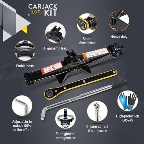 AMVIA Car Jack Kit 3 Ton (6,600 lbs) | Scissor Jack for Car - Tire Jack Tool Kit | Portable, Ideal for SUV and Auto - Universal Kit with Lug Wrench | Heavy Duty Material - Image 5