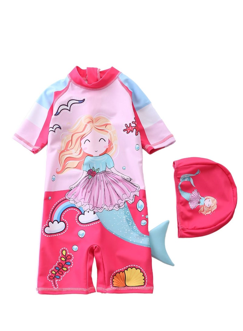 Y&D 2 piece children's swimsuit girl baby one piece surfing suit baby swimming pool girl swimsuit 70-80 cm - Image 1