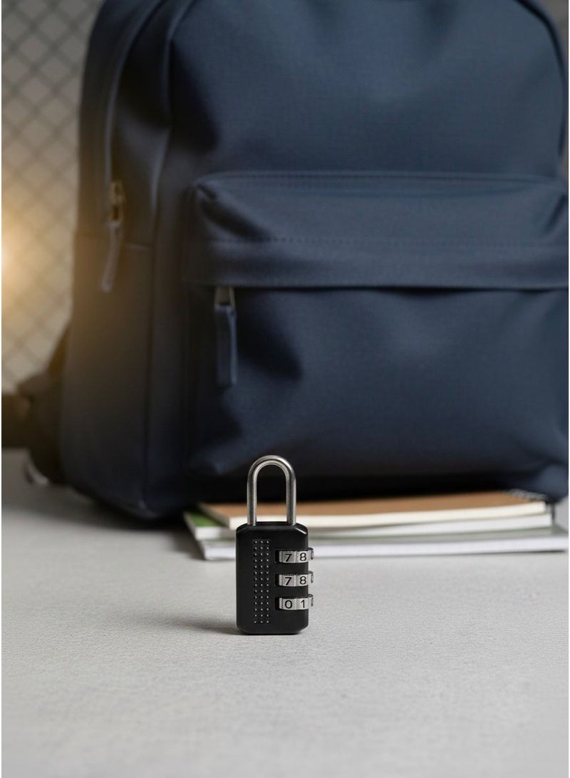HR Mini Digital Combination Padlock, Heavy Duty Black Metal Alloy Body, Keyless Smart Security, Perfect for Travel Luggage, Gym Lockers, Backpacks, Storage Boxes, Easy Reset 3-Digit Code, Suitcase Zipper Lock, Anti-Theft Protection, Solid Mechanical Lock, Travel Accessories, School Locker Lock, Rust-Resistant Alloy. - Image 3