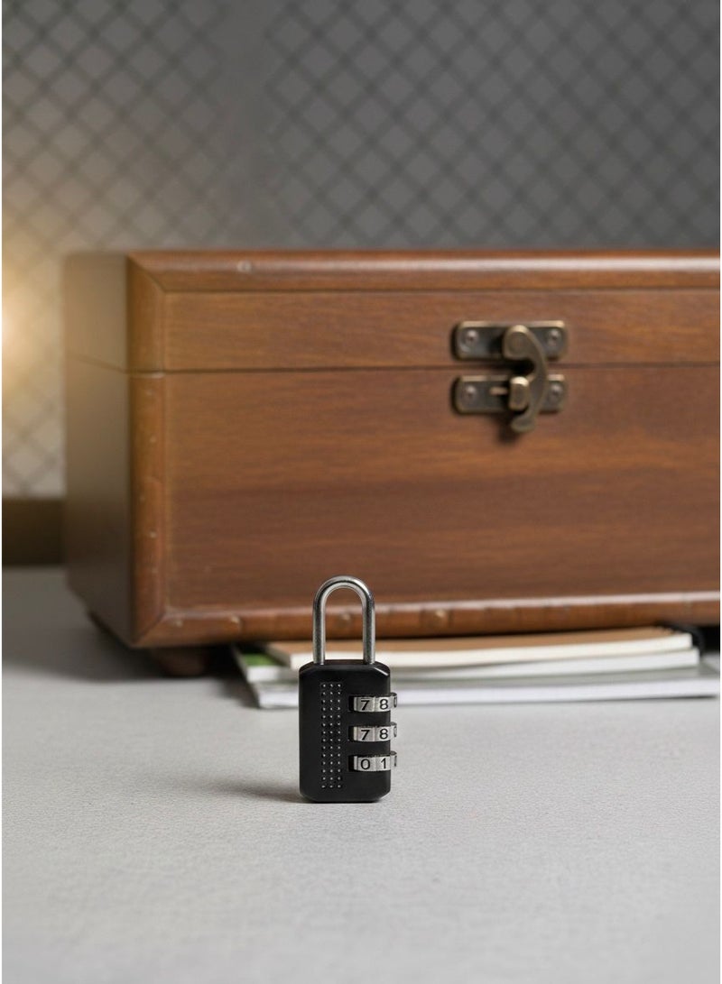 HR Mini Digital Combination Padlock, Heavy Duty Black Metal Alloy Body, Keyless Smart Security, Perfect for Travel Luggage, Gym Lockers, Backpacks, Storage Boxes, Easy Reset 3-Digit Code, Suitcase Zipper Lock, Anti-Theft Protection, Solid Mechanical Lock, Travel Accessories, School Locker Lock, Rust-Resistant Alloy. - Image 2