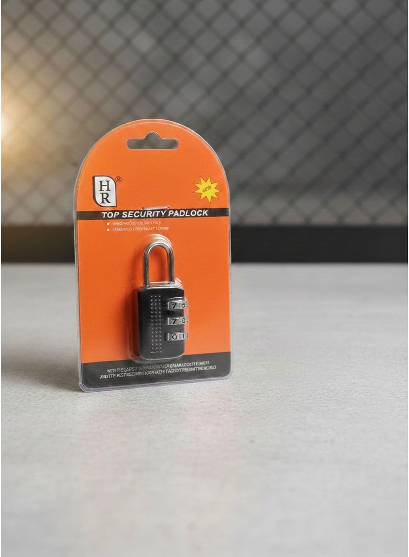 HR Mini Digital Combination Padlock, Heavy Duty Black Metal Alloy Body, Keyless Smart Security, Perfect for Travel Luggage, Gym Lockers, Backpacks, Storage Boxes, Easy Reset 3-Digit Code, Suitcase Zipper Lock, Anti-Theft Protection, Solid Mechanical Lock, Travel Accessories, School Locker Lock, Rust-Resistant Alloy. - Image 4