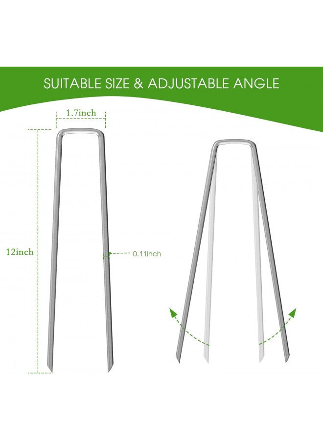 UPMCT UPMCT 12 Inch Galvanized Garden Landscape Staples Stakes, 25 50 100 PCS Anti-Rust Garden Staples U-Shaped Landscape Pins for Secure Lawn Fabric (25, 12 Inch)  - Image 1