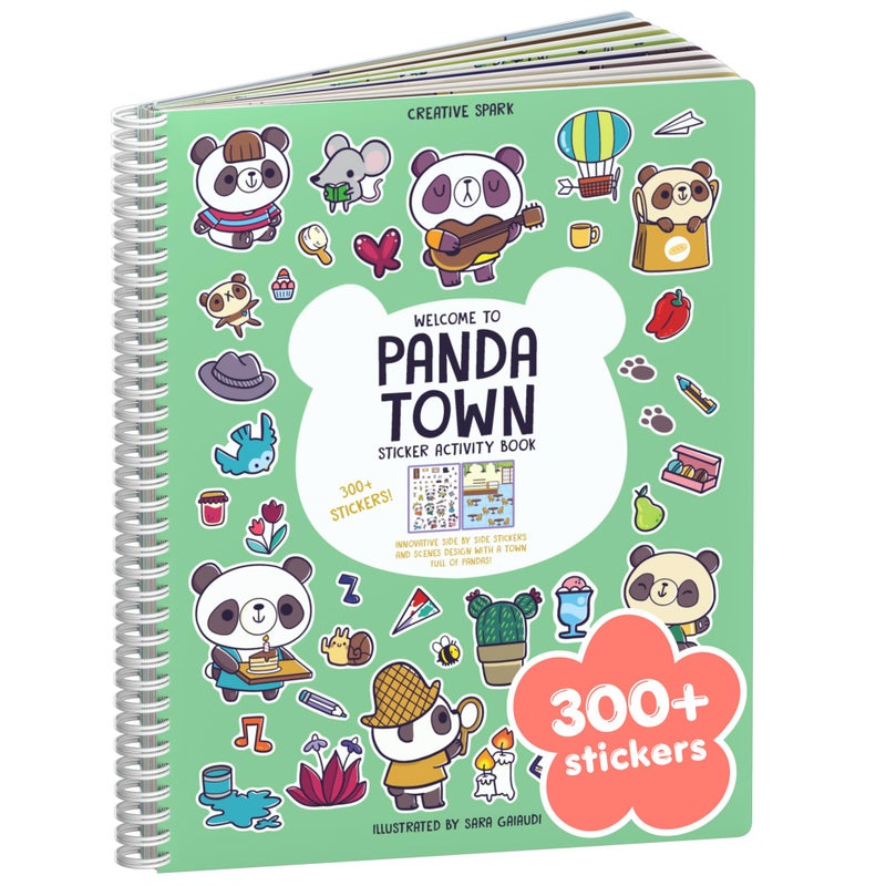 CUPKIN Panda 300 Kids Sticker Book by Cupkin Toddler Airplane Travel Coloring and Sticker Book Road Trip Essentials 8 Coloring Pages 8 Side by Side Scenes for Ages 28 Years - Image 2