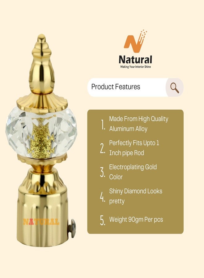 NATURAL Heavy Duty Aluminum Royal Luxury Design Curtain Bracket/Finial and Curtain Support with Screw/Wallplug for Window & Door Curtain Fittings Suitable Upto 1 Inch Pipe. (12 Set, Gold) - Image 3