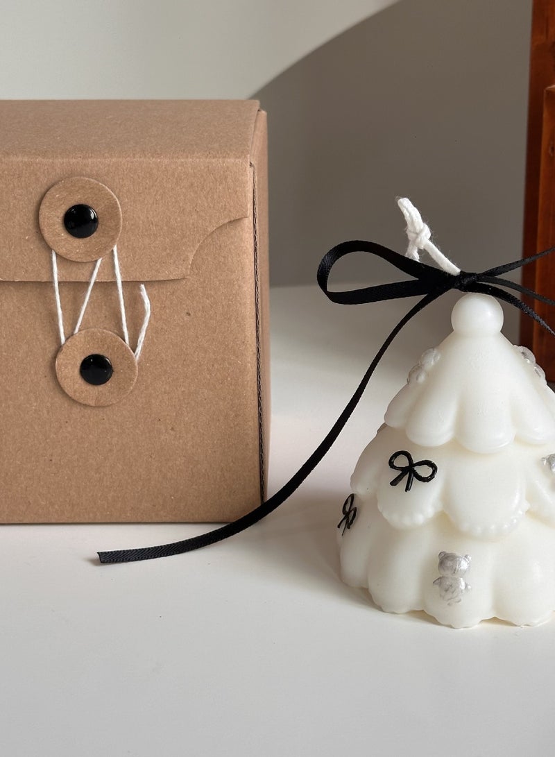 Instagram Photo Props Christmas Tree Aromatherapy Candles Hand drawn Bow Bear Candles(2-Pack)  - Image 1