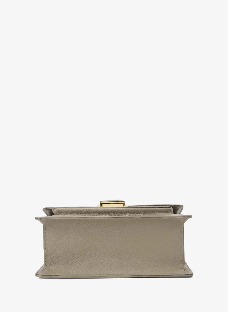 Da Milano  Da Milano Women's Leather Handbag - Croco-Textured Double Chain (S) - Stone Grey for Women | Best Price UAE