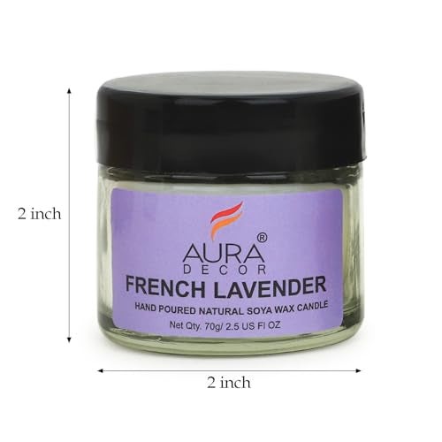 AURA DECOR AuraDecor Scented Soy Wax Jar Candle Long-Lasting Aromatherapy Candles – Gift for Home, Office & Relaxation (French Lavender+Vanilla Caramel) - Image 5