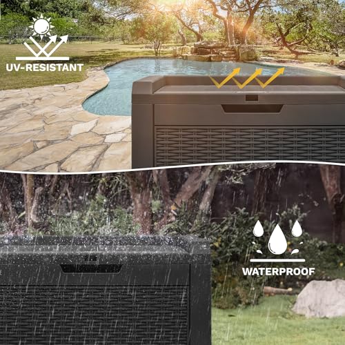 DWVO 32 Gallon Resin Storage Box, Indoor Outdoor Deck Box for Package Delivery, Patio Cushions, Gardening Tools, Lockable, Waterproof - Image 3