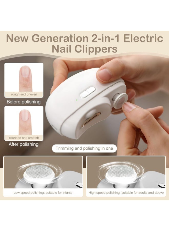SPECTON Electric Baby Nail Clippers,2-in-1 Emeralune Electric Polishing Automatic Nail Clippers Pro with Light Trimmer Nail Cutter Manicure for Baby Elderly Care... - Image 5