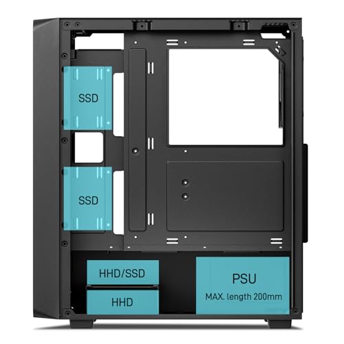 DARKROCK EC2 Black ATX Mid Tower PC Case, Type-C Ready, Supports 50 Series Graphics Cards, Tempered Glass Side Panel, up to 8 x 120mm Cooling Fans & 1 x 360mm Radiator, 1 x Pre-Installed Fan - Image 5