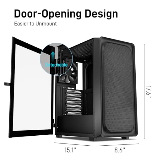 DARKROCK EC2 Black ATX Mid Tower PC Case, Type-C Ready, Supports 50 Series Graphics Cards, Tempered Glass Side Panel, up to 8 x 120mm Cooling Fans & 1 x 360mm Radiator, 1 x Pre-Installed Fan - Image 3
