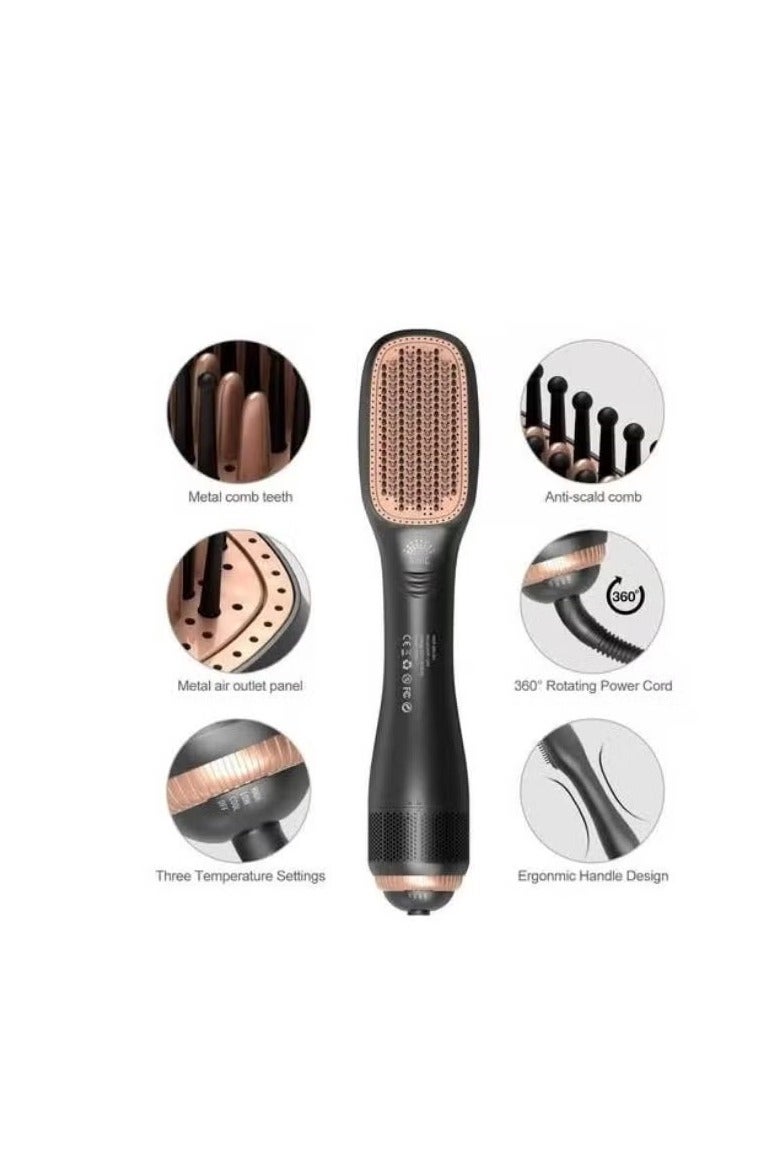JOY CARE Hot Air Styling Straightening And Drying Brush Black – 3-in-1 Hair Dryer Brush With Ionic Technology, Anti-Frizz Function, Straightener & Volumizer Comb, Oval Barrel Design, Adjustable Heat Settings, Lightweight Ergonomic Handle For All Hair Types - Image 4