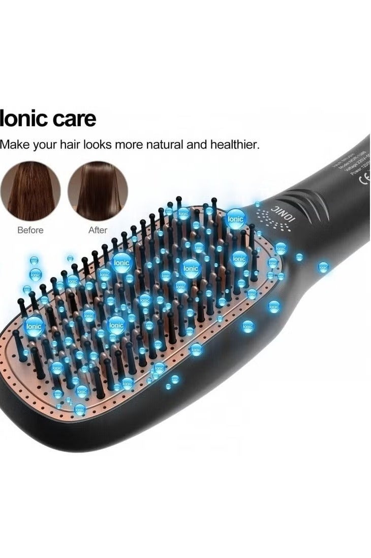 JOY CARE Hot Air Styling Straightening And Drying Brush Black – 3-in-1 Hair Dryer Brush With Ionic Technology, Anti-Frizz Function, Straightener & Volumizer Comb, Oval Barrel Design, Adjustable Heat Settings, Lightweight Ergonomic Handle For All Hair Types - Image 2