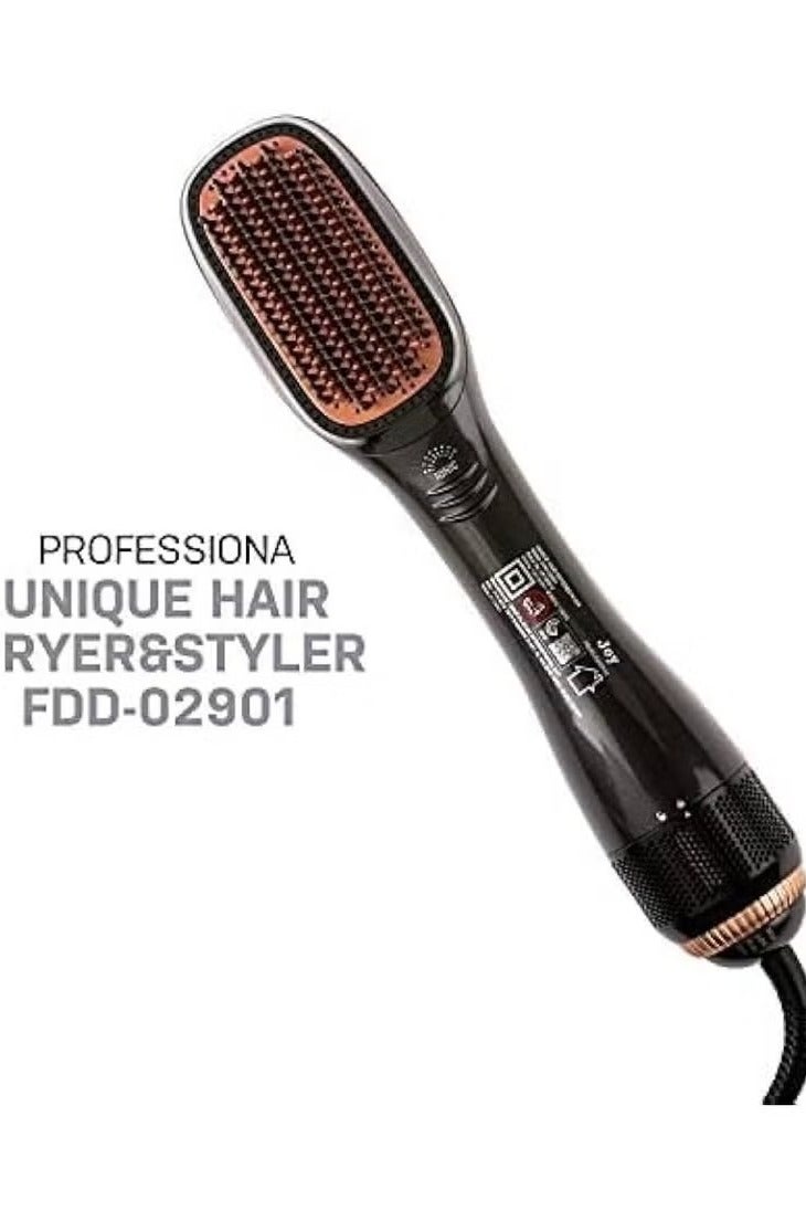 JOY CARE Hot Air Styling Straightening And Drying Brush Black – 3-in-1 Hair Dryer Brush With Ionic Technology, Anti-Frizz Function, Straightener & Volumizer Comb, Oval Barrel Design, Adjustable Heat Settings, Lightweight Ergonomic Handle For All Hair Types - Image 3
