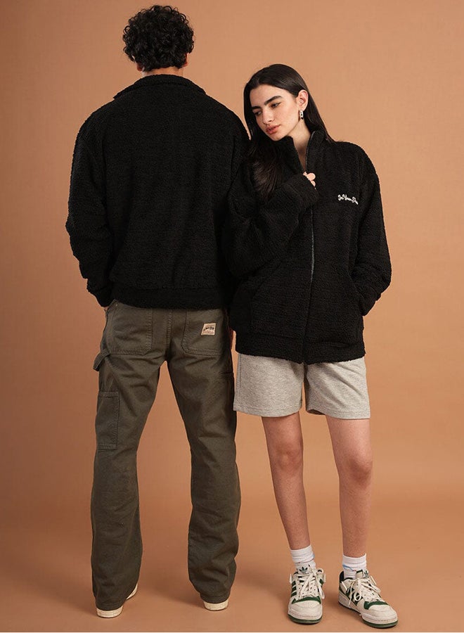 In Your Shoe Black Fleece Jacket