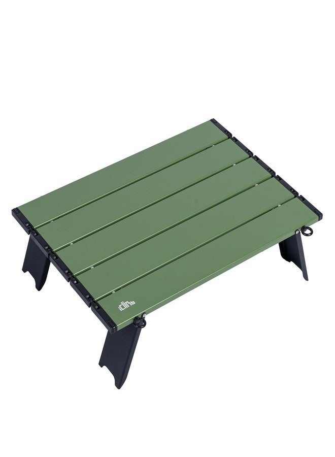 iClimb Ultralight Compact Mini Beach Picnic Folding Alu. Table with Carry Bag, Two Size (Green, S) - Image 1