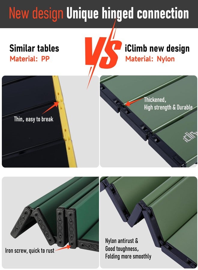 iClimb Ultralight Compact Mini Beach Picnic Folding Alu. Table with Carry Bag, Two Size (Green, S) - Image 2