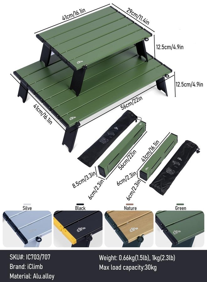 iClimb Ultralight Compact Mini Beach Picnic Folding Alu. Table with Carry Bag, Two Size (Green, S) - Image 3