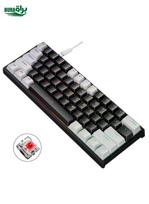LEAVEN K620 61 Keys Hot Plug-in Glowing Game Wired Mechanical Keyboard, Cable Length: 1.8m, Color: White Black Red Shaft