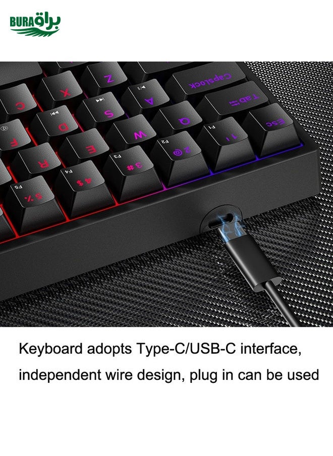 LEAVEN K620 61 Keys Hot Plug-in Glowing Game Wired Mechanical Keyboard, Cable Length: 1.8m, Color: White Black Red Shaft